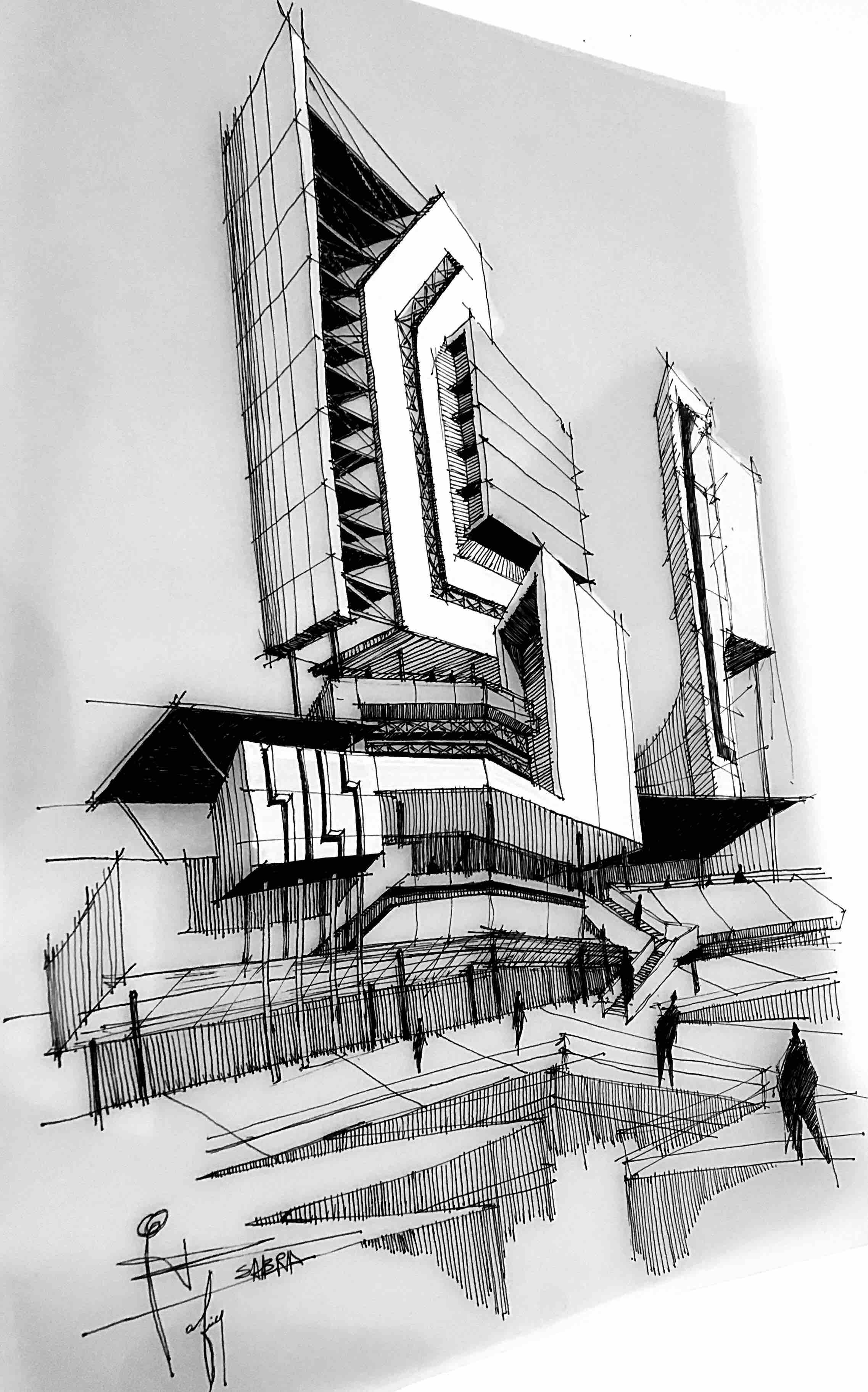 Architectural sketch by Rafiq SabraSketches